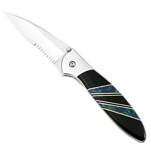 Kershaw Leek Folding Pocket Knife With Artisan-Crafted Jet And Azurite Stone Handle, Made In The Usa #TOP1