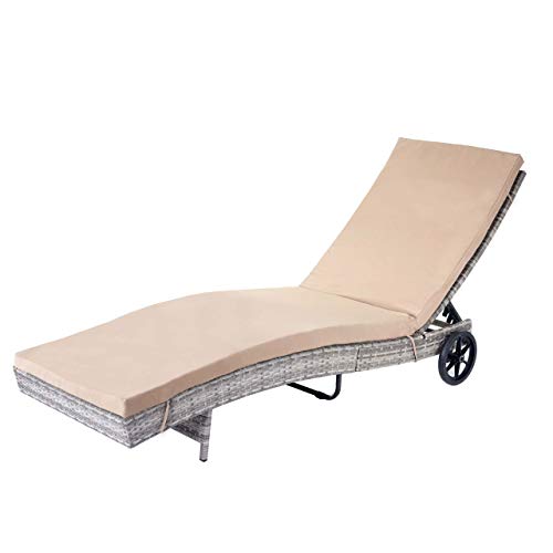 Mendler Sonnenliege HWC-D80, Gartenliege Relaxliege Liege, Poly-Rattan - grau, Kissen beige