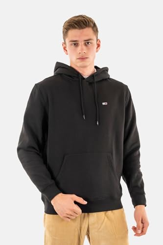 Tommy Jeans TJM REG S Flag Fleece Hoodie DM0DM20742BDS006, Sweat à Capuche zippé Homme, Black (Black),