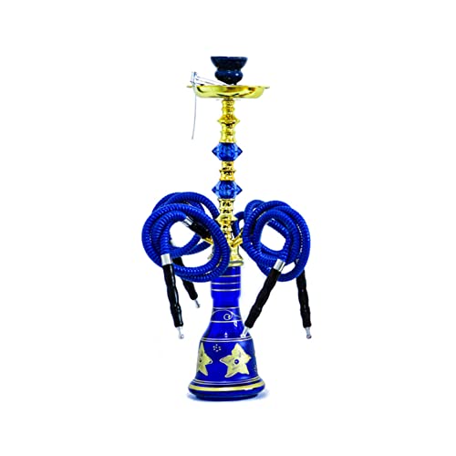 YYMMHH Arabische Glas-Wasserpfeife mit voller Stange, mittlere Wasserpfeife, vier Rohre, Wasserpfeife, Shisha, für…