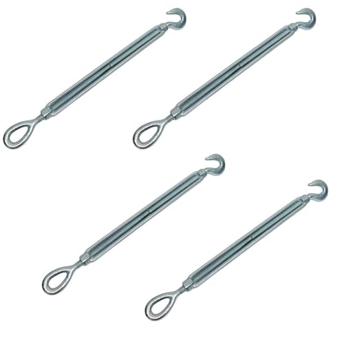 1/2" x 12" Tensor Gancho Ojal Pulley Galvanizado Forjado en Caliente Capacidad 1500 Lb 4 Piezas miniatura 1