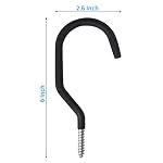 SMARTOLOGY 8 Pack Bike Hanger Storage Hook Rack, Rubber Coated Heavy Duty Large Screw in Ceiling Hooks for Garage Wall and Ceiling Bicycle Storage, Utility Tool Hanger (Black) - Image 3