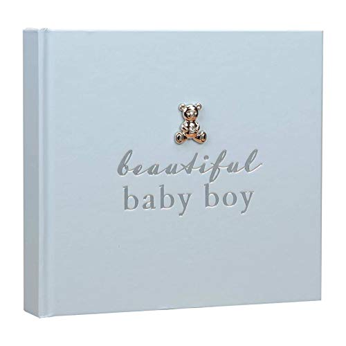 Widdop New Baby 50 6x4 Photo Album with Silver Teddy Attachment - Beautiful Baby Boy
