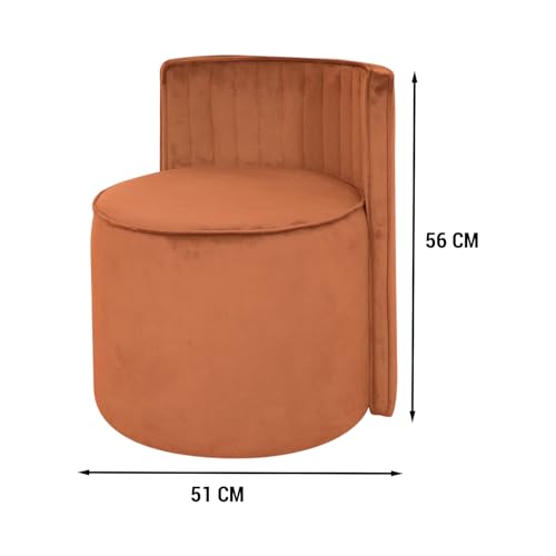 Image of Puffy Stool for Living Room | Velvet OttomanPouffes for Sitting with Backrest | Dressing Table Stool | Puffy Footstool Furniture for Home Decor, Office (Brown)