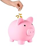 Alcancía para niños, alcancía de plástico irrompible, alcancía para monedas para niñas y niños, ideal para ahorros, Navidad, Halloween y regalos de cumpleaños (rosa)