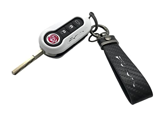 Generic Nordecco - Custodia portachiavi lucida compatibile con Fiat 500C 500-500L Abarth Grande Punto Brava Panda Stilo Linea con anello portachiavi (bianco LETUI - Portachiavi nero