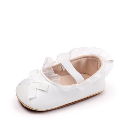 Baby Girls Lace Mary Jane Flats Anti-Slip Soft Rubber Sole Toddler Princess Dress Shoes3
