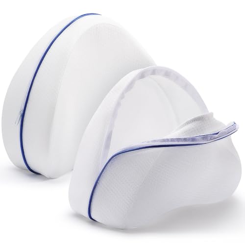 Noverlife 2 Pack Leg Pillow Covers for Contour Knee Pillow Zippered Pillowcover ONLY Replacement Pillow Cases for Memory Foam Knee Pillows Washable Pillowcases for Heart Shaped 10x9inch Leg Pillow