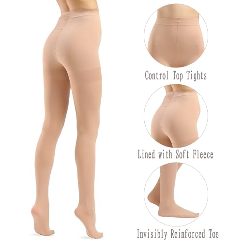 HA WA 2 Pairs Women's Opaque Tights, 40D Control Top Nylon Pantyhose Sheer Stockings for Women2