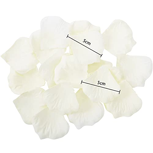 Simulatie Rozenblaadjes, Bloem Confetti voor bruiloft, Romantische Nachtdecoratie, Romig Wit, 1000 stuks - Image 3