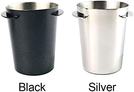 QOTSTEOS Coffee Portafilter Dosing Cup, Coffee Distributor 50mm, Stainless Steel Coffee Dosing Cup Powder Feeder Part for Espresso Machine Portafilter Coffee Tamper(Silver)