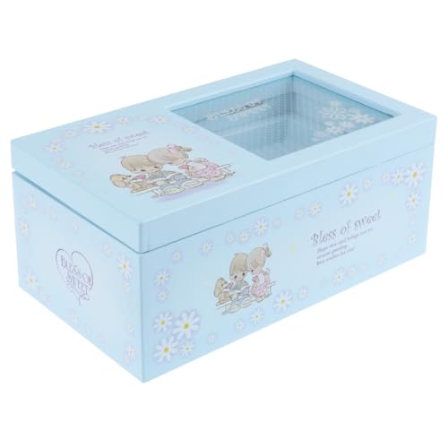 SUPVOX Joyero Musical Bailarina Giratoria Caja Transparente Azul 17X10X8.5 CM Contenedor para Guardar Joyas en Cajones y Cuartos Infantiles