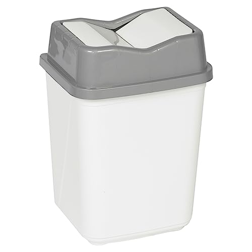 URBNLIVING 10L/20L/30L/50L Plastic Waste Management Recycling Bin Trash Can Dustbin with Butterfly Lid for Office, Kitchen and Bathroom (10L Grey/White) - Image 2