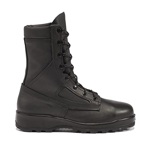 Belleville 495 ST 8" EH Rated Steel Toe Boots for Men - U.S Navy General Purpose Leather Black Military Boots - Vibram Carrier Traction Outsole - Berry Compliant - Black2
