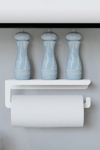 Risingmaber Dekoratif Beyaz Metal Baharatlık Raflı Havluluk&Havlu Tutucu&Kağıt Havluluk MT45B - Görsel 1