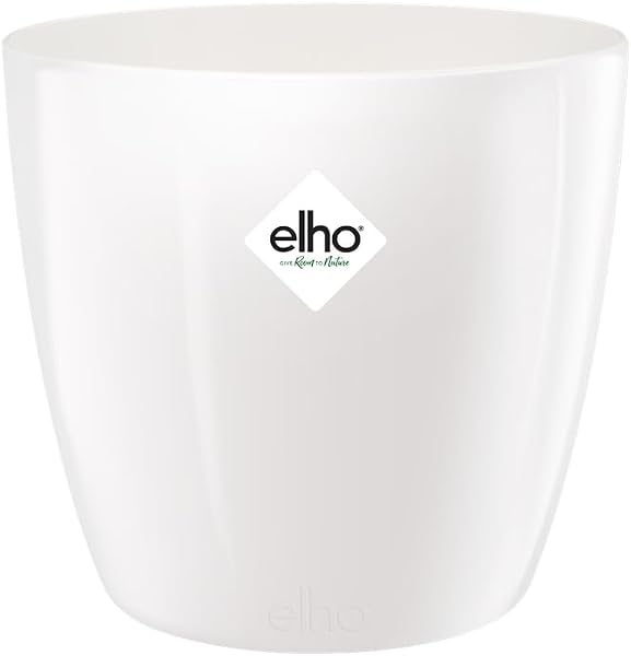 Elho Brussels Diamond Round 20 - Macetero por Interior - Ø 20.0 x H 18.6 cm - Blanco/White - 1
