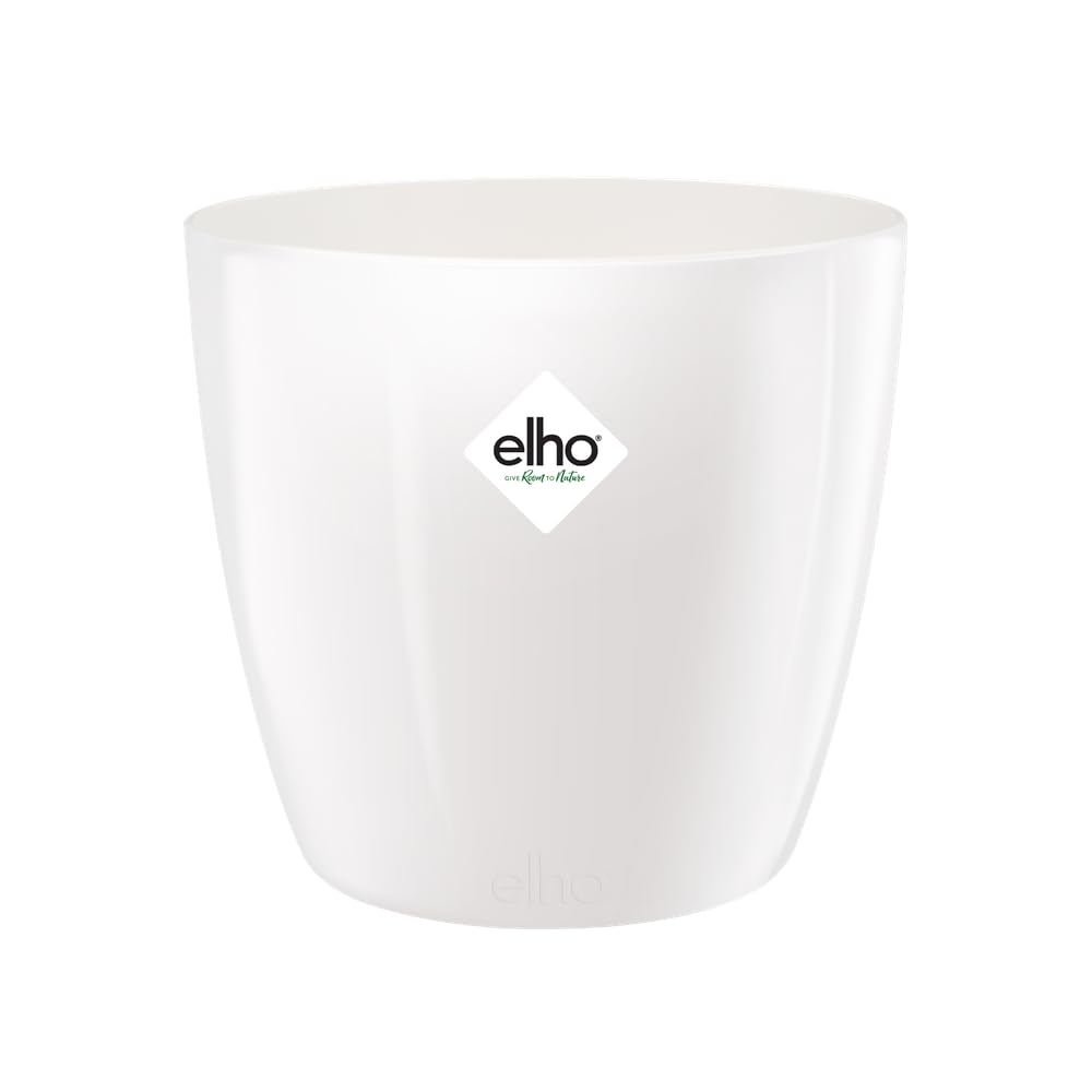 Elho Brussels Diamond Round 20 - Macetero por Interior - Ø 20.0 x H 18.6 cm - Blanco/White