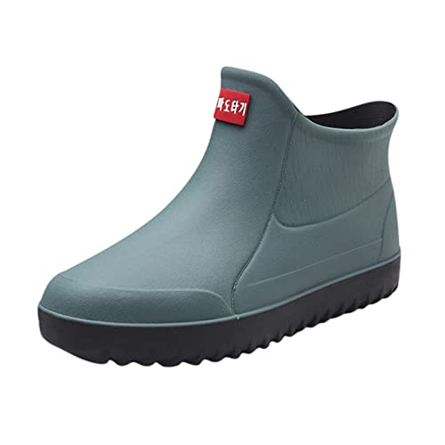 Maskjuwio Botas Chelsea para hombre, lisas, antideslizantes, botas de lluvia anchas, botas de neopreno duraderas, botas de agua cortas y ligeras, botas de trabajo de ultra agarre para lavado de coches