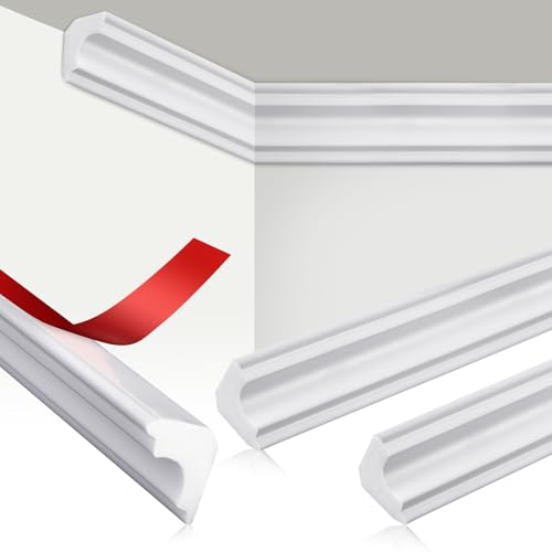 5 Pcs Peel and Stick Ceiling Crown Molding Trim Total 16.4 ft Length 2' Wide Self-Adhesive Crown Molding Polystyrene Foam Ceiling Trim for DIY Wall Home Hotel Indoor Corner Craft Decor