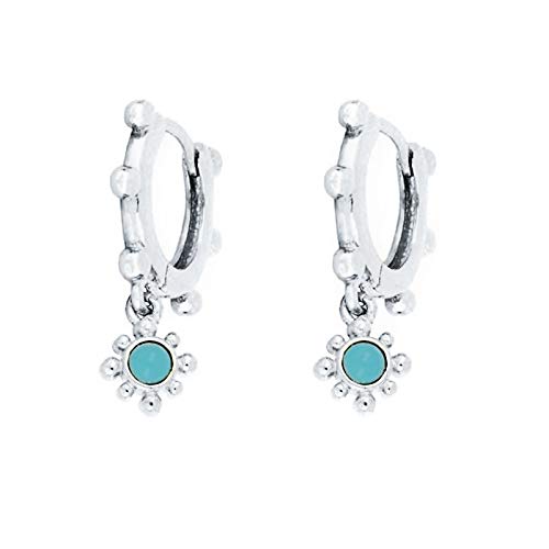 Argent 925 boucle d'oreille petite turquoise bohême chic dames