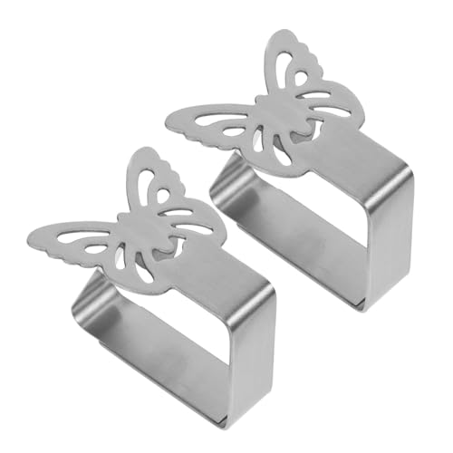 ULTECHNOVO 2 Piezas Pinzas para Manteles de Acero Inoxidable de Clips Antiviento para Mesa Sujetadores Elásticos y Resistentes para Manteles de Mesa Redonda y Gruesa Interior y Exterior