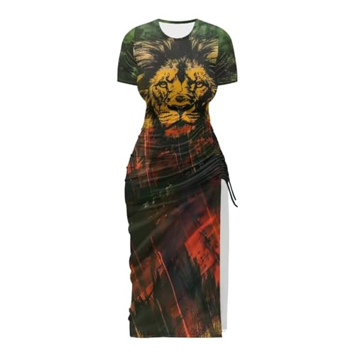 Image of Short Sleeve Dress for Women,Sexy Bodycon Dress,Plus Size Slit Dress,String Design s-4xl