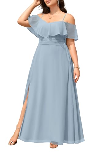 Image of Pinup Fashion Women Plus Size Bridesmaid Dresses - Off The Shoulder Formal Wedding Guest Bridal Shower Long Dress