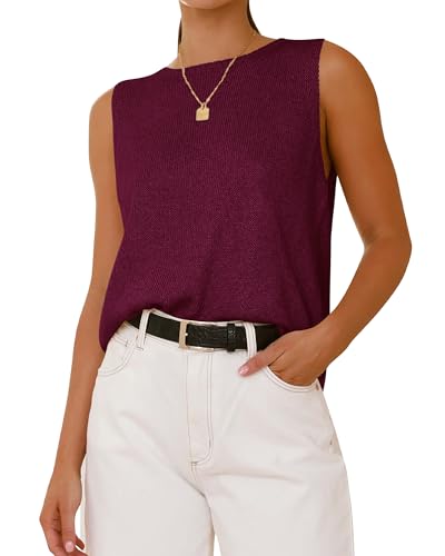BTFBM Women's Sleeveless Sweater Vest 2025 Summer Crew Neck Ribbed Knit Lightweight Pullover Casual Loose Fit Tank Tops