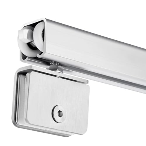 Kit de herrajes para puerta de cristal, riel de aluminio de 10 pies, deslizamiento suave y silencioso para gimnasios, hogares, terrazas solares, con ganchos de 8 ruedas
