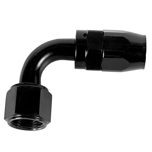 Image of 1PCS 4AN 90 Degree Swivel Hose End Fitting for Braided CPE Fuel Line Anodized Aluminum Alloy Black