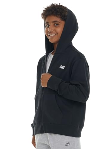 New Balance Boys Zip Up Hoodie – Full Zip Premium Cotton Blended Fleece Sweatshirt with Lined Hood, Comfortable Fit