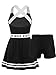 YEAHDOR Kids Girls 2 Pieces Tennis Golf Dress Tracksuit Set Shorts Racerback Tank Tops with Tennis Skirt Skorts Sleeveless Black 8