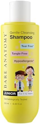 Bare Anatomy Junior Gentle Cleansing Shampoo For Kids from 1-12 Years | Tear-Free & Hypoallergenic pH 5.5 | Coconut Milk Protein, Almond Oil, Vitamin E & Strawberry | SLS & Paraben Free | Vegan -250ml