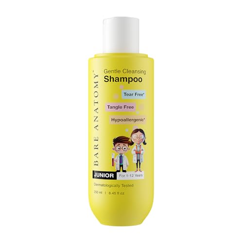 Image of Bare Anatomy Junior Gentle Cleansing Shampoo For Kids from 5-12 Years | Tear-Free & Hypoallergenic pH 5.5 | Coconut Milk Protein, Almond Oil, Vitamin E & Strawberry 250 ml