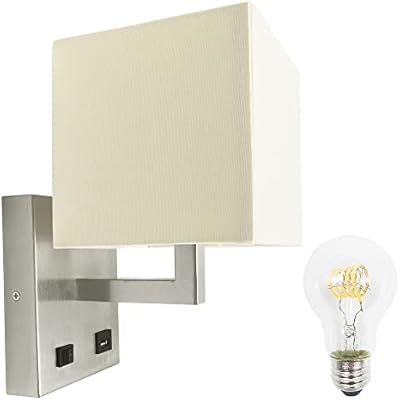 Facon 12V LED RV Wall Sconce with Switch and USB Charger Socket(5V 2.4A), Decor Bedside Reading Light for RV Camper, 1X E26 Bulb Included, 12Volts RV Interior Light