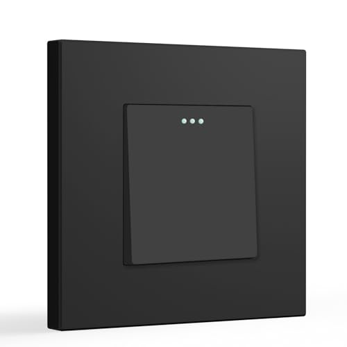 BSEED Interrupteur Mural 1 Gang 1 Voie,Interrupteur Encastrable Moderne Noir,10A Interrupteur à Bascule avec Panneau en Plastique,Interrupteur d'Éclairage pour la Salle de Bains-86mm