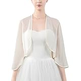 boléro ivoire pour mariage  Minetom Boléro Mousseline De Soie Femme Gilet Court Elégant Mariage Soirée Cocktail Veste Cardigan Châle Ouverte pour Robe C Beige Taille Unique