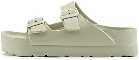 Women's Comfort Slides Double Buckle Adjustable Flat Sandals Desert Sage 11 Review | Image 1
