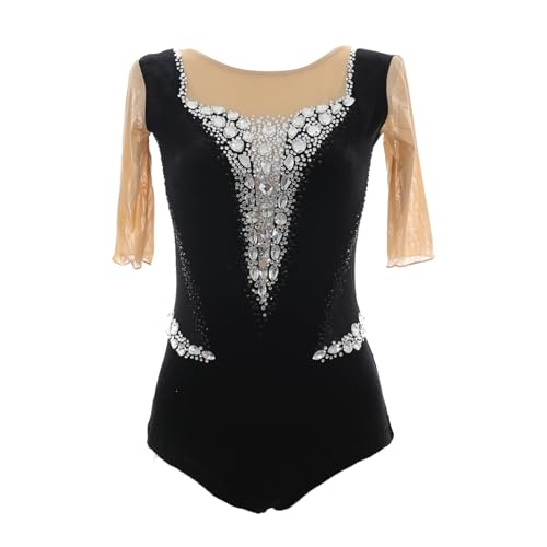 Zagitova Mallas De Gimnasia Rítmica For Niñas, Mallas Brillantes De Gimnasia Artística For Mujer, Monos De Baile Con Pedrería(XXL)
