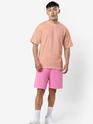 Image of crazymonk Oversized Baggy Fit Drop Shoulder Half Sleeves Round Neck Solid Pure Cotton T-Shirt for Men