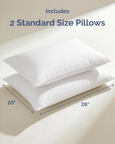 Image of CGK Linens Ultra Thin Flat Pillows for Sleeping - Standard Size Pillows Set of 2 - Soft Down Alternative Bed Pillows for Back and Stomach Sleepers - Low Density, Low Loft Support - 20 inch x 26 inch - White