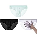 [Jutazon] [Amazon限定ブランド] メンズ 超セクシーアイスシルク パンツ ビキニ ブリーフ 3D セクシーパンツ 超軽超薄型 透け感 丸見え 速乾 アイスシルク 男性シースルー アンダーウェア (3パック-1, L)