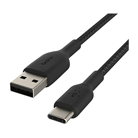 Belkin Boost Charge Braided USB-C Cable (USB-C to USB-A Cable, USB Type-C Cable for Samsung, Pixel, iPad Pro, Nintendo Switch and More) 2 m, Black Cover