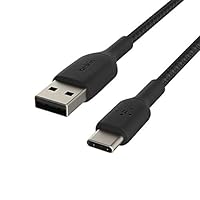 Belkin CAB002bt3MBK USB-C Cable (Braided USB to USB-C Cable Tested to Withstand 10000+ Bends) for S20, Note10, Pixel 4, Nintendo Switch, More (Black, 3M),Black