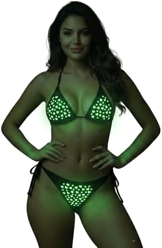 Accessorize Kingdom Glow in The Night Bikini Set - Sexy Lingerie Set - Gift for Girlfriend, Wife, Anniversary, Birthday, Valentines day, Honeymoon, Dating Red
