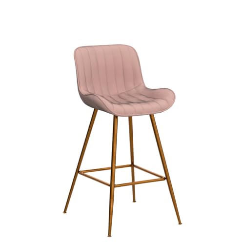 Image of Sidanli Pink Bar Stools Set of 2, Velvet Counter Stools with Footrests, 24 inch Armless Counter Height Chairs for Bar, Kitchen, Living Room