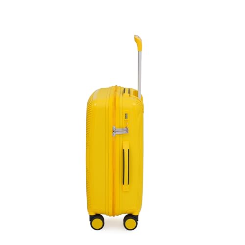 Image of SWISS MILITARY Maze 20-Inch Hard Top Peach Luggage Trolley Bag Durable Polypropylene Body TSA Lock Body-Coloured 360 Degree Rotating 8 Wheels Lightweight Stylish Travel Suitcase