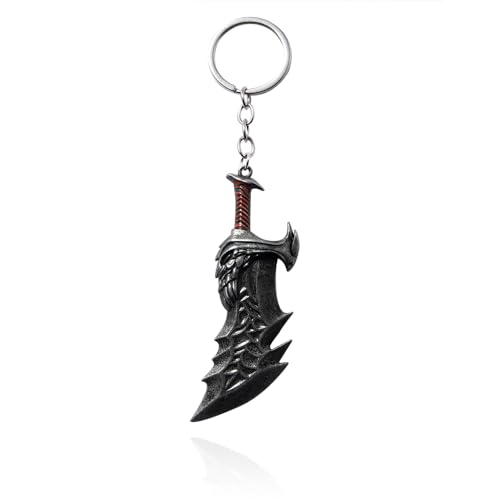 SLLOPL GOW Leviathan Axe Keyring Blades of Chaos Keyring Gifts for Men Teenager Game Fan Cosplay, Style-4, L