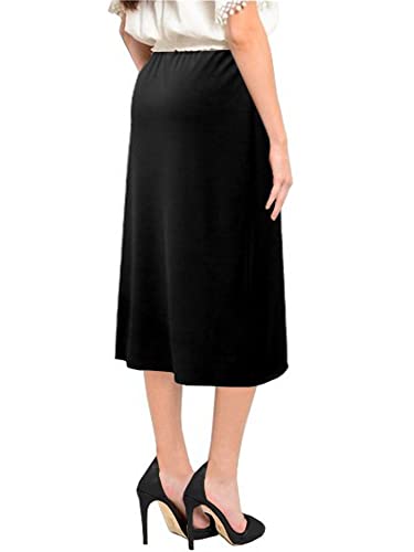 Baby'O Women's Basic Modest 26" Below The Knee Length Stretch Knit Straight Skirt4