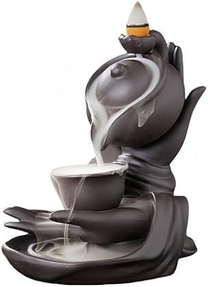 Ghbunuz 倒流香 お香立て おしゃれ 逆流香炉 逆流香 流川香 たて 陶器 香炉 インセンスホルダー インテリア 可愛い 皿 ホルダー 置き 開運 風水 リラックス 癒し (ブラック)